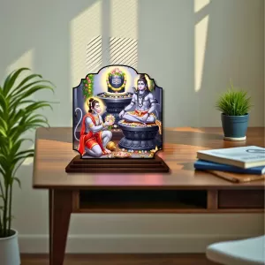 Car Dashboard/Table Top Lord Shiva And Hanuman Wooden Rectangle Photo Stand 3x4 Inches, Compact & Stylish Spiritual Display For Car, Home & Office (Pack Of 1) (F22241) Car Dashboard/Table Top Lord Shiva And Hanuman Wooden Rectangle Photo Stand 3x4 Inches, Compact & Stylish Spiritual Display For Car, Home & Office (Pack Of 1) (F22241)