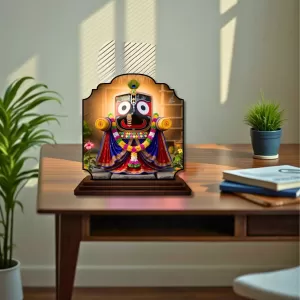 Car Dashboard/Table Top Jai Jagannath Wooden Rectangle Photo Stand  3x4 Inches, Compact & Stylish Spiritual Display For Car, Home & Office (Pack Of 1) (F22242)
