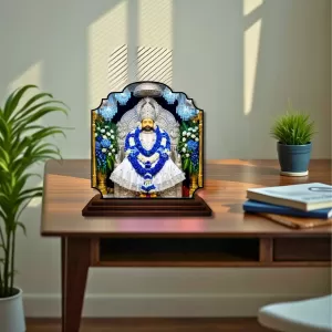 Car Dashboard/Table Top Khatu Shyam Ji Wooden Rectangle Photo Stand  3x4 Inches, Compact & Stylish Spiritual Display For Car, Home & Office (Pack Of 1) (F22246)