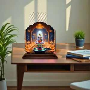 Car Dashboard/Table Top Laord Shiva Wooden Rectangle Photo Stand  3x4 Inches, Compact & Stylish Spiritual Display For Car, Home & Office (Pack Of 1) (F22256)