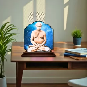 Car Dashboard/Table Top Lahiri Mahasaya Wooden Rectangle Photo Stand  3x4 Inches, Compact & Stylish Spiritual Display For Car, Home & Office (Pack Of 1) (F22260)
