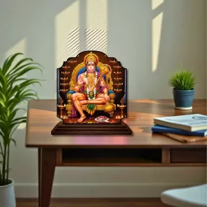 Car Dashboard/Table Top Lord Hanuman Wooden Rectangle Photo Stand  3x4 Inches, Compact & Stylish Spiritual Display For Car, Home & Office (Pack Of 1) (F22294)