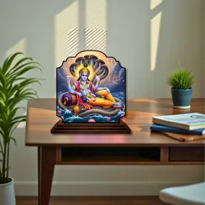 Car Dashboard/Table Top Lord Vishnu Wooden Rectangle Photo Stand 3x4 Inches, Compact & Stylish Spiritual Display For Car, Home & Office (Pack Of 1) (F22295) Car Dashboard/Table Top Lord Vishnu Wooden Rectangle Photo Stand 3x4 Inches, Compact & Stylish Spiritual Display For Car, Home & Office (Pack Of 1) (F22295)