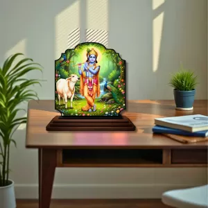 Car Dashboard/Table Top Lord Krishna Wooden Rectangle Photo Stand 3x4 Inches, Compact & Stylish Spiritual Display For Car, Home & Office (Pack Of 1) (F22297) Car Dashboard/Table Top Lord Krishna Wooden Rectangle Photo Stand 3x4 Inches, Compact & Stylish Spiritual Display For Car, Home & Office (Pack Of 1) (F22297)
