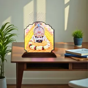 Car Dashboard/Table Top Khatu Shyam Wooden Rectangle Photo Stand  3x4 Inches, Compact & Stylish Spiritual Display For Car, Home & Office (Pack Of 1) (F22298)