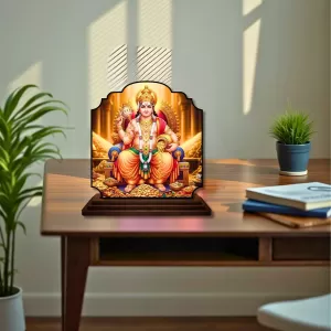 Car Dashboard/Table Top Kubera Wooden Rectangle Photo Stand  3x4 Inches, Compact & Stylish Spiritual Display For Car, Home & Office (Pack Of 1) (F22303)