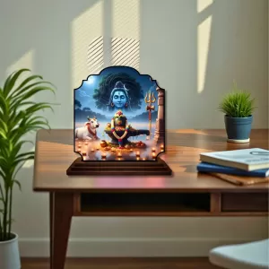 Car Dashboard/Table Top Shiva And Lingam Wooden Rectangle Photo Stand 3x4 Inches, Compact & Stylish Spiritual Display For Car, Home & Office (Pack Of 1) (F22309) Car Dashboard/Table Top Shiva And Lingam Wooden Rectangle Photo Stand 3x4 Inches, Compact & Stylish Spiritual Display For Car, Home & Office (Pack Of 1) (F22309)