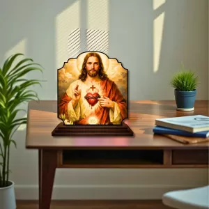 Car Dashboard/Table Top Lord Jesus Wooden Rectangle Photo Stand  3x4 Inches, Compact & Stylish Spiritual Display For Car, Home & Office (Pack Of 1) (F22323)