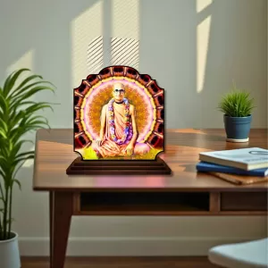 Car Dashboard/Table Top Srila Bhaktisiddhanta Saraswati Thakura Wooden Rectangle Photo Stand  3x4 Inches, Compact & Stylish Spiritual Display For Car, Home & Office (Pack Of 1) (F22324)
