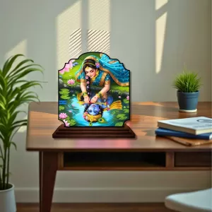Car Dashboard/Table Top Radha Krishna Wooden Rectangle Photo Stand 3x4 Inches, Compact & Stylish Spiritual Display For Car, Home & Office (Pack Of 1) (F22326) Car Dashboard/Table Top Radha Krishna Wooden Rectangle Photo Stand 3x4 Inches, Compact & Stylish Spiritual Display For Car, Home & Office (Pack Of 1) (F22326)