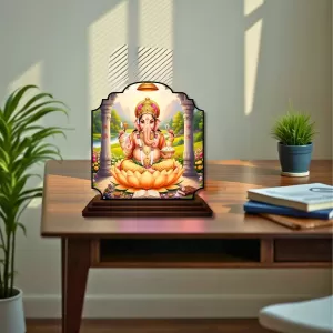 Car Dashboard/Table Top Lord Ganesha Wooden Rectangle Photo Stand  3x4 Inches, Compact & Stylish Spiritual Display For Car, Home & Office (Pack Of 1) (F22327)