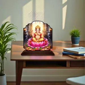 Car Dashboard/Table Top Lord Ganesha Wooden Rectangle Photo Stand  3x4 Inches, Compact & Stylish Spiritual Display For Car, Home & Office (Pack Of 1) (F22329)
