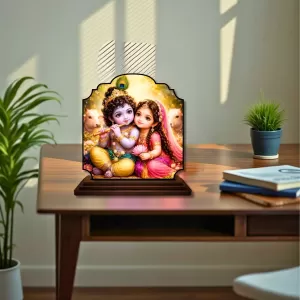Car Dashboard/Table Top Radha Krishna Wooden Rectangle Photo Stand 3x4 Inches, Compact & Stylish Spiritual Display For Car, Home & Office (Pack Of 1) (F22333) Car Dashboard/Table Top Radha Krishna Wooden Rectangle Photo Stand 3x4 Inches, Compact & Stylish Spiritual Display For Car, Home & Office (Pack Of 1) (F22333)