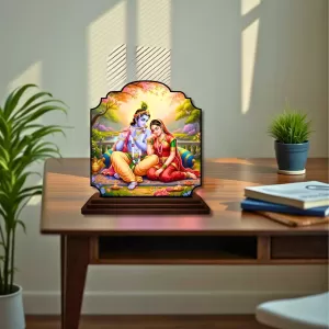Car Dashboard/Table Top Radha Krishna Wooden Rectangle Photo Stand 3x4 Inches, Compact & Stylish Spiritual Display For Car, Home & Office (Pack Of 1) (F22339) Car Dashboard/Table Top Radha Krishna Wooden Rectangle Photo Stand 3x4 Inches, Compact & Stylish Spiritual Display For Car, Home & Office (Pack Of 1) (F22339)