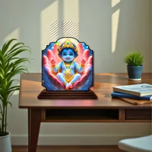 Car Dashboard/Table Top Lord Krishna Wooden Rectangle Photo Stand 3x4 Inches, Compact & Stylish Spiritual Display For Car, Home & Office (Pack Of 1) (F22343) Car Dashboard/Table Top Lord Krishna Wooden Rectangle Photo Stand 3x4 Inches, Compact & Stylish Spiritual Display For Car, Home & Office (Pack Of 1) (F22343)