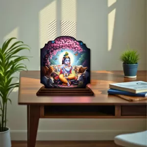 Car Dashboard/Table Top Lord Krishna Wooden Rectangle Photo Stand 3x4 Inches, Compact & Stylish Spiritual Display For Car, Home & Office (Pack Of 1) (F22345) Car Dashboard/Table Top Lord Krishna Wooden Rectangle Photo Stand 3x4 Inches, Compact & Stylish Spiritual Display For Car, Home & Office (Pack Of 1) (F22345)