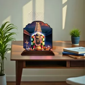 Car Dashboard/Table Top Jyothirlingam Wooden Rectangle Photo Stand  3x4 Inches, Compact & Stylish Spiritual Display For Car, Home & Office (Pack Of 1) (F22349)