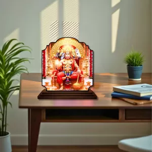 Car Dashboard/Table Top Lord Hanuman Wooden Rectangle Photo Stand  3x4 Inches, Compact & Stylish Spiritual Display For Car, Home & Office (Pack Of 1) (F22354)