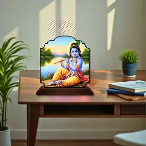 Car Dashboard/Table Top Lord Krishna Wooden Rectangle Photo Stand 3x4 Inches, Compact & Stylish Spiritual Display For Car, Home & Office (Pack Of 1) (F22365) Car Dashboard/Table Top Lord Krishna Wooden Rectangle Photo Stand 3x4 Inches, Compact & Stylish Spiritual Display For Car, Home & Office (Pack Of 1) (F22365)