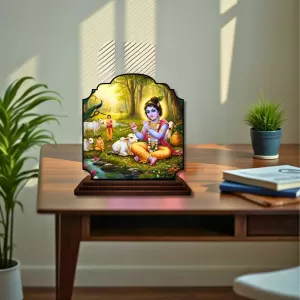Car Dashboard/Table Top Lord Krishna Wooden Rectangle Photo Stand 3x4 Inches, Compact & Stylish Spiritual Display For Car, Home & Office (Pack Of 1) (F22366) Car Dashboard/Table Top Lord Krishna Wooden Rectangle Photo Stand 3x4 Inches, Compact & Stylish Spiritual Display For Car, Home & Office (Pack Of 1) (F22366)