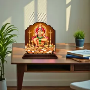 Car Dashboard/Table Top Goddess Lakshmi Wooden Rectangle Photo Stand  3x4 Inches, Compact & Stylish Spiritual Display For Car, Home & Office (Pack Of 1) (F22369)