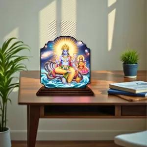 Car Dashboard/Table Top Lord Vishnu And Lakshmi Wooden Rectangle Photo Stand 3x4 Inches, Compact & Stylish Spiritual Display For Car, Home & Office (Pack Of 1) (F22378) Car Dashboard/Table Top Lord Vishnu And Lakshmi Wooden Rectangle Photo Stand 3x4 Inches, Compact & Stylish Spiritual Display For Car, Home & Office (Pack Of 1) (F22378)