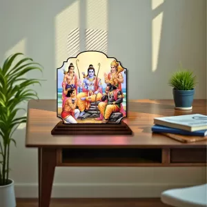 Car Dashboard/Table Top Lord Rama And Darbar Wooden Rectangle Photo Stand 3x4 Inches, Compact & Stylish Spiritual Display For Car, Home & Office (Pack Of 1) (F22421) Car Dashboard/Table Top Lord Rama And Darbar Wooden Rectangle Photo Stand 3x4 Inches, Compact & Stylish Spiritual Display For Car, Home & Office (Pack Of 1) (F22421)