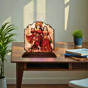 Car Dashboard/Table Top Radha Krishna Wooden Rectangle Photo Stand 3x4 Inches, Compact & Stylish Spiritual Display For Car, Home & Office (Pack Of 1) (F22422) Car Dashboard/Table Top Radha Krishna Wooden Rectangle Photo Stand 3x4 Inches, Compact & Stylish Spiritual Display For Car, Home & Office (Pack Of 1) (F22422)