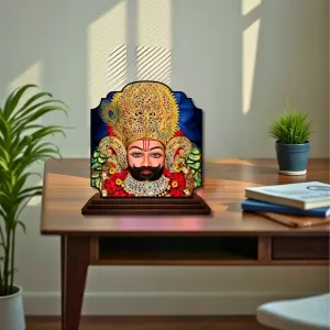 Car Dashboard/Table Top Khatu Shyam Wooden Rectangle Photo Stand  3x4 Inches, Compact & Stylish Spiritual Display For Car, Home & Office (Pack Of 1) (F22423)