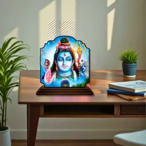 Car Dashboard/Table Top Lord Shiva Wooden Rectangle Photo Stand 3x4 Inches, Compact & Stylish Spiritual Display For Car, Home & Office (Pack Of 1) (F22434) Car Dashboard/Table Top Lord Shiva Wooden Rectangle Photo Stand 3x4 Inches, Compact & Stylish Spiritual Display For Car, Home & Office (Pack Of 1) (F22434)