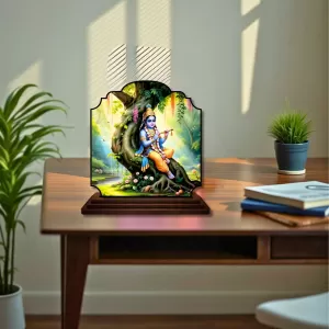 Car Dashboard/Table Top Lord Krishna Wooden Rectangle Photo Stand 3x4 Inches, Compact & Stylish Spiritual Display For Car, Home & Office (Pack Of 1) (F22443) Car Dashboard/Table Top Lord Krishna Wooden Rectangle Photo Stand 3x4 Inches, Compact & Stylish Spiritual Display For Car, Home & Office (Pack Of 1) (F22443)