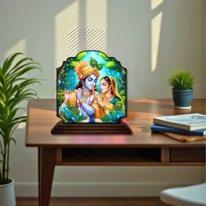 Car Dashboard/Table Top Radha Krishna Wooden Rectangle Photo Stand 3x4 Inches, Compact & Stylish Spiritual Display For Car, Home & Office (Pack Of 1) (F22444) Car Dashboard/Table Top Radha Krishna Wooden Rectangle Photo Stand 3x4 Inches, Compact & Stylish Spiritual Display For Car, Home & Office (Pack Of 1) (F22444)