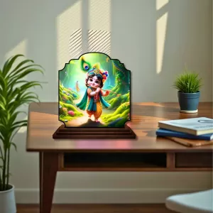 Car Dashboard/Table Top Lord Krishna Wooden Rectangle Photo Stand 3x4 Inches, Compact & Stylish Spiritual Display For Car, Home & Office (Pack Of 1) (F22451) Car Dashboard/Table Top Lord Krishna Wooden Rectangle Photo Stand 3x4 Inches, Compact & Stylish Spiritual Display For Car, Home & Office (Pack Of 1) (F22451)