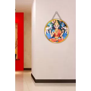 Goddess Lakshmi 12x12 Inch Round Religious Photo Frame | Spiritual Wall Decor For Home Temple, Pooja Room & Office | Divine Wall Art Picture For Worship, Meditation & Gift (F13099)