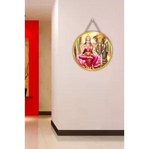 Goddess Lakshmi 12x12 Inch Round Religious Photo Frame | Spiritual Wall Decor For Home Temple, Pooja Room & Office | Divine Wall Art Picture For Worship, Meditation & Gift (F13203)