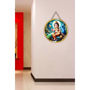 Lord Murugan 12x12 Inch Round Religious Photo Frame | Spiritual Wall Decor For Home Temple, Pooja Room & Office | Divine Wall Art Picture For Worship, Meditation & Gift (F13310)
