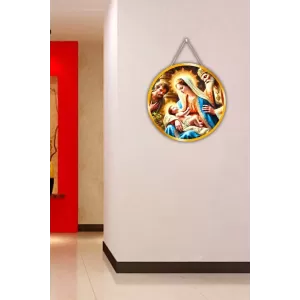 Mary With Christ 12x12 Inch Round Religious Photo Frame | Spiritual Wall Decor For Home Temple, Pooja Room & Office | Divine Wall Art Picture For Worship, Meditation & Gift (F13411) Mary With Christ 12x12 Inch Round Religious Photo Frame | Spiritual Wall Decor For Home Temple, Pooja Room & Office | Divine Wall Art Picture For Worship, Meditation & Gift (F13411)