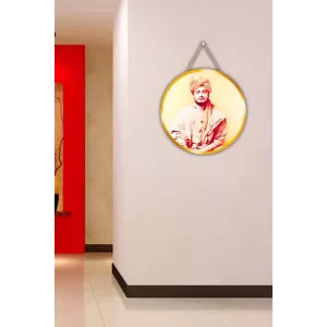 Swami Vivekananda 12x12 Inch Round Religious Photo Frame | Spiritual Wall Decor For Home Temple, Pooja Room & Office | Divine Wall Art Picture For Worship, Meditation & Gift (F13449)