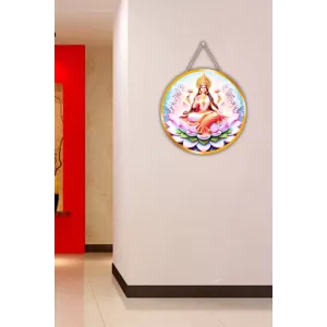 Goddess  Lakshmi 12x12 Inch Round Religious Photo Frame | Spiritual Wall Decor For Home Temple, Pooja Room & Office | Divine Wall Art Picture For Worship, Meditation & Gift (F13486)