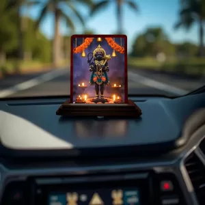 Car Desk/Table Top Lord Hanuman Wooden Photo Stand 3x4 Inches, Compact & Stylish Spiritual Display For Car, Home & Office (Pack Of 1) (F14139) Car Desk/Table Top Lord Hanuman Wooden Photo Stand 3x4 Inches, Compact & Stylish Spiritual Display For Car, Home & Office (Pack Of 1) (F14139)