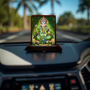 Car Desk/Table Top Lord Ganesha Wooden Photo Stand 3x4 Inches, Compact & Stylish Spiritual Display For Car, Home & Office (Pack Of 1) (F14159) Car Desk/Table Top Lord Ganesha Wooden Photo Stand 3x4 Inches, Compact & Stylish Spiritual Display For Car, Home & Office (Pack Of 1) (F14159)