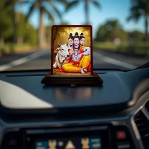 Car Desk/Table Top Lord Dattatreya Wooden Photo Stand 3x4 Inches, Compact & Stylish Spiritual Display For Car, Home & Office (Pack Of 1) (F14165) Car Desk/Table Top Lord Dattatreya Wooden Photo Stand 3x4 Inches, Compact & Stylish Spiritual Display For Car, Home & Office (Pack Of 1) (F14165)