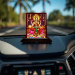 Car Desk/Table Top Goddess Lakshmi Wooden Photo Stand 3x4 Inches, Compact & Stylish Spiritual Display For Car, Home & Office (Pack Of 1) (F14169) Car Desk/Table Top Goddess Lakshmi Wooden Photo Stand 3x4 Inches, Compact & Stylish Spiritual Display For Car, Home & Office (Pack Of 1) (F14169)