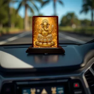 Car Desk/Table Top Lord Ganesha Wooden Photo Stand 3x4 Inches, Compact & Stylish Spiritual Display For Car, Home & Office (Pack Of 1) (F14171) Car Desk/Table Top Lord Ganesha Wooden Photo Stand 3x4 Inches, Compact & Stylish Spiritual Display For Car, Home & Office (Pack Of 1) (F14171)