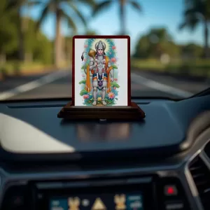 Car Desk/Table Top Lord Hanuman Wooden Photo Stand 3x4 Inches, Compact & Stylish Spiritual Display For Car, Home & Office (Pack Of 1) (F14173) Car Desk/Table Top Lord Hanuman Wooden Photo Stand 3x4 Inches, Compact & Stylish Spiritual Display For Car, Home & Office (Pack Of 1) (F14173)
