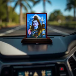 Car Desk/Table Top Lord Shiva Wooden Photo Stand 3x4 Inches, Compact & Stylish Spiritual Display For Car, Home & Office (Pack Of 1) (F14183) Car Desk/Table Top Lord Shiva Wooden Photo Stand 3x4 Inches, Compact & Stylish Spiritual Display For Car, Home & Office (Pack Of 1) (F14183)