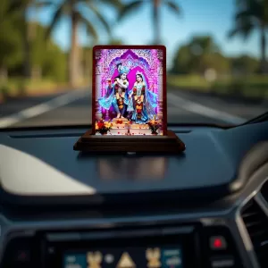 Car Desk/Table Top Radha Krishna Wooden Photo Stand 3x4 Inches, Compact & Stylish Spiritual Display For Car, Home & Office (Pack Of 1) (F14223) Car Desk/Table Top Radha Krishna Wooden Photo Stand 3x4 Inches, Compact & Stylish Spiritual Display For Car, Home & Office (Pack Of 1) (F14223)