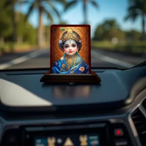 Car Desk/Table Top Lord Little Krishna Wooden Photo Stand 3x4 Inches, Compact & Stylish Spiritual Display For Car, Home & Office (Pack Of 1) (F14230) Car Desk/Table Top Lord Little Krishna Wooden Photo Stand 3x4 Inches, Compact & Stylish Spiritual Display For Car, Home & Office (Pack Of 1) (F14230)