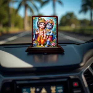 Car Desk/Table Top Lord Little Krishna Wooden Photo Stand 3x4 Inches, Compact & Stylish Spiritual Display For Car, Home & Office (Pack Of 1) (F14233) Car Desk/Table Top Lord Little Krishna Wooden Photo Stand 3x4 Inches, Compact & Stylish Spiritual Display For Car, Home & Office (Pack Of 1) (F14233)