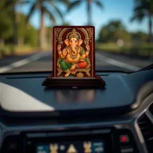 Car Desk/Table Top Lord Ganapathi Wooden Photo Stand 3x4 Inches, Compact & Stylish Spiritual Display For Car, Home & Office (Pack Of 1) (F14241) Car Desk/Table Top Lord Ganapathi Wooden Photo Stand 3x4 Inches, Compact & Stylish Spiritual Display For Car, Home & Office (Pack Of 1) (F14241)